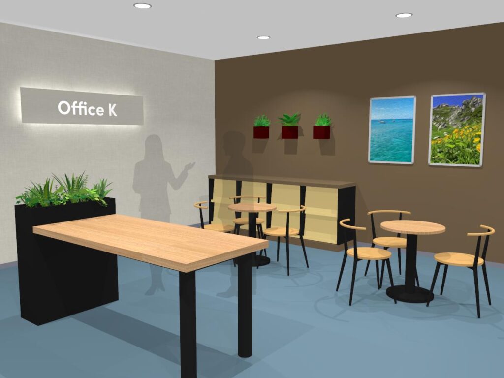 レイアウト、オフィス設置物、いす、オフィス空間